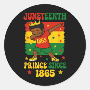 Juneteenth 1865 Groovy Toddler Boy Dabbing Prince Classic Round Sticker