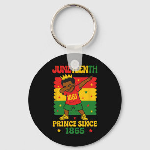 Juneteenth 1865 Groovy Toddler Boy Dabbing Prince  Key Ring