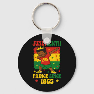 Juneteenth 1865 Groovy Toddler Boy Dabbing Prince  Key Ring
