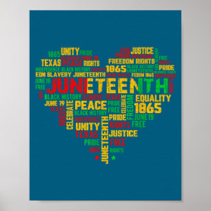 Juneteenth 1865 heart black history freedom poster