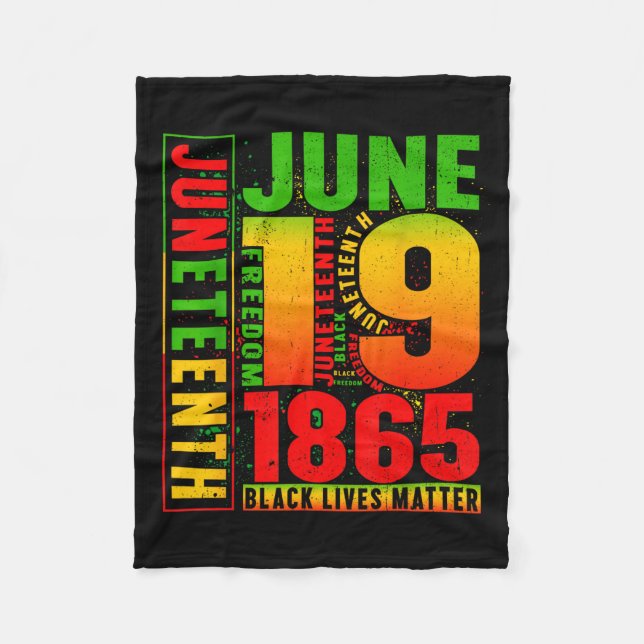 Juneteenth 1865 -ish Independence Day Black Men Fleece Blanket (Front)