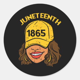 Juneteenth 1865 June 19th Woman Black Pride Africa Classic Round Sticker