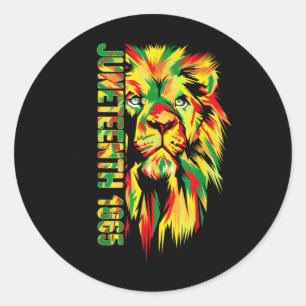 Juneteenth 1865 King Black Lion For Men Classic Round Sticker