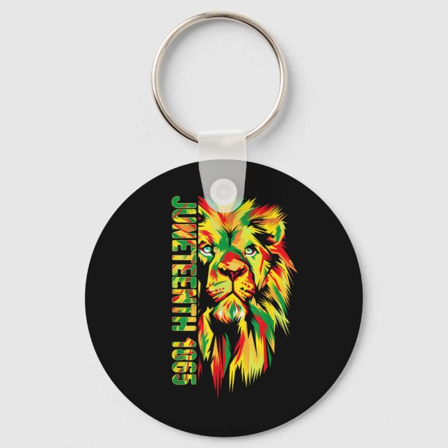 Juneteenth 1865 King Black Lion For Men  Key Ring (Front)