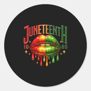 Juneteenth 1865 Queen Black Melanin Lips African F Classic Round Sticker