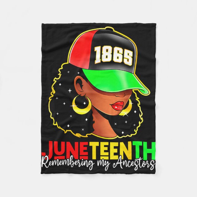 Juneteenth 1865 remembering ancestors black pride fleece blanket (Front)