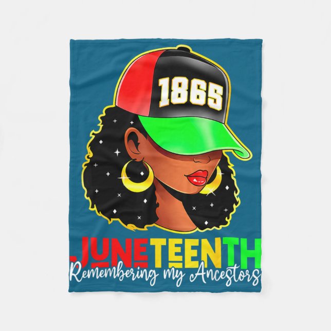 Juneteenth 1865 remembering ancestors black pride fleece blanket (Front)