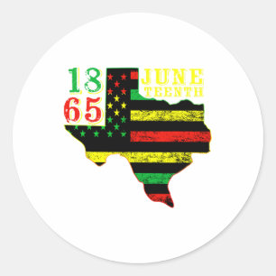Juneteenth 1865 Texas Map American Flag Afro Men W Classic Round Sticker
