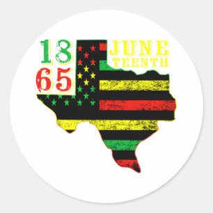 Juneteenth 1865 Texas Map American Flag Afro Men W Classic Round Sticker