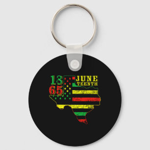 Juneteenth 1865 Texas Map American Flag Afro Men W Key Ring
