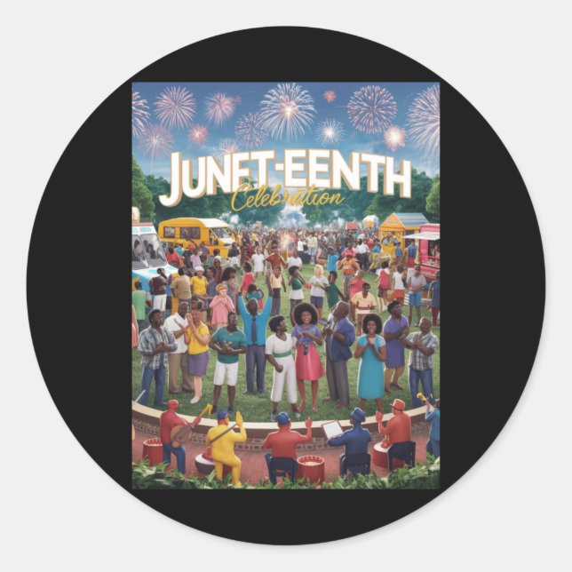 Juneteenth 3  classic round sticker (Front)