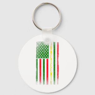 Juneteenth Africa Flags Black African American Fla Key Ring