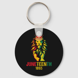Juneteenth African American Black Lion 1865 King M Key Ring
