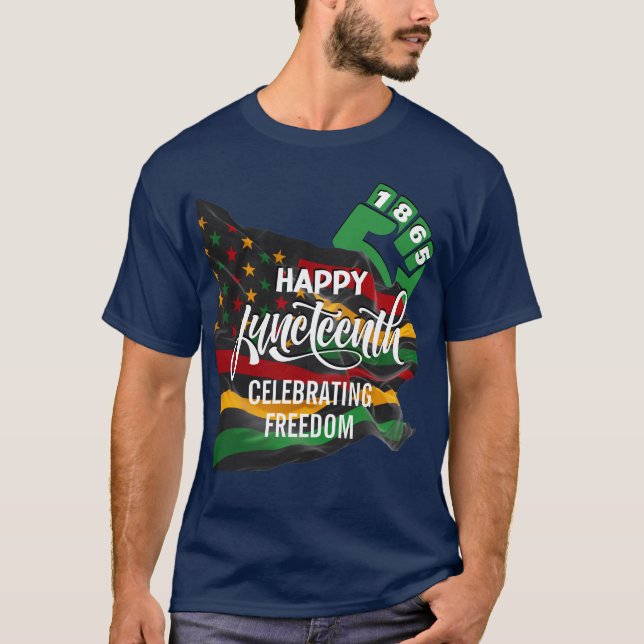 JUNETEENTH African American Flag T-Shirt (Front)