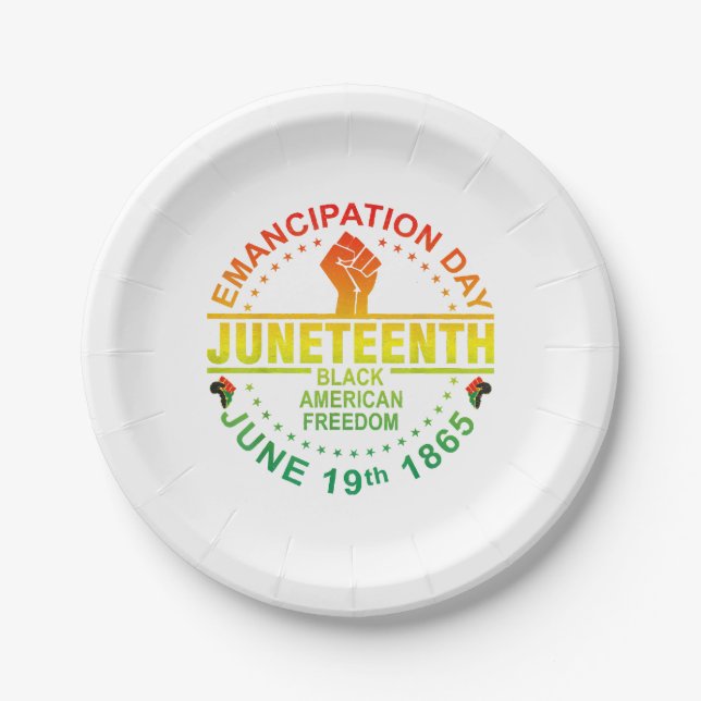 Juneteenth African American Freedom Black 1865 Paper Plate (Front)