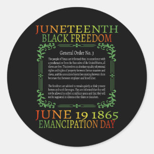 Juneteenth African American Freedom Black History Classic Round Sticker