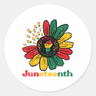Juneteenth African Sunflower Fists Girls Kids Todd Classic Round Sticker