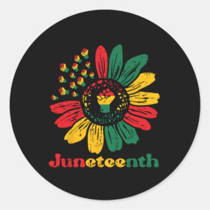 Juneteenth African Sunflower Fists Girls Kids Todd Classic Round Sticker