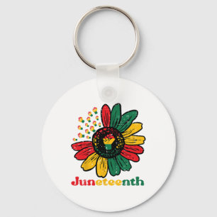 Juneteenth African Sunflower Fists Girls Kids Todd Key Ring