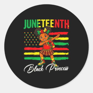 Juneteenth afro girl dabbing black princess kids classic round sticker
