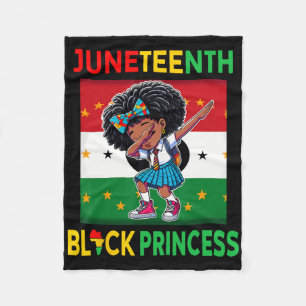 Juneteenth Afro Melanin Dabbing Girl Princess Afri Fleece Blanket
