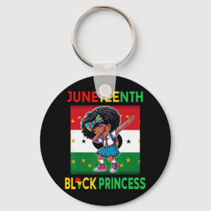 Juneteenth Afro Melanin Dabbing Girl Princess Afri Key Ring