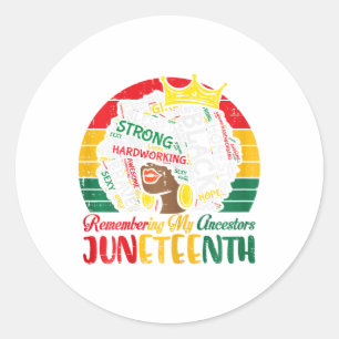 Juneteenth Afro Woman Remembering Ancestors Girls Classic Round Sticker