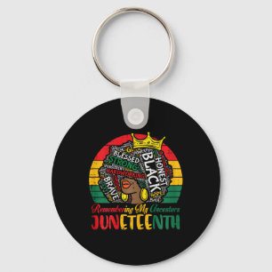 Juneteenth Afro Woman Remembering Ancestors Girls Key Ring