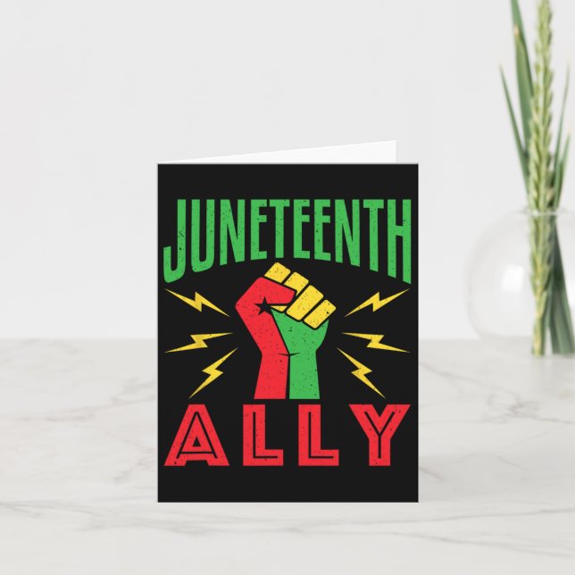 Juneteenth Ally June 19 Support Protest Pride Fist Card (Front)