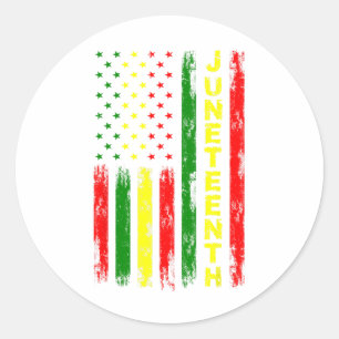Juneteenth American Flag Black Freedom Day June 19 Classic Round Sticker