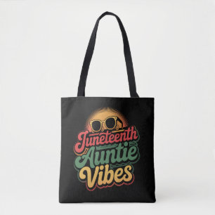 Juneteenth Auntie Vibes Cool Aunt Retro Sunglasses Tote Bag
