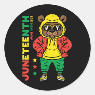 Juneteenth Bear African American Toddler Girls Boy Classic Round Sticker