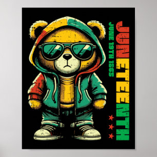 Juneteenth Bear Black African June 19th Men Women Poster