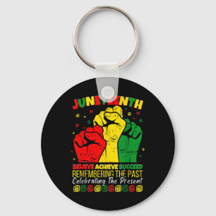 Juneteenth Believe Achieve Succeed Pride 1865 Men  Key Ring