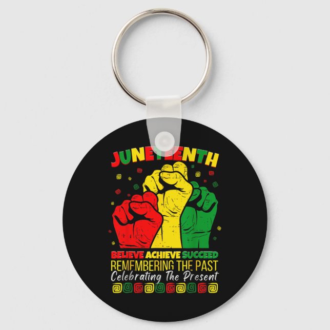 Juneteenth Believe Achieve Succeed Pride 1865 Men  Key Ring (Front)
