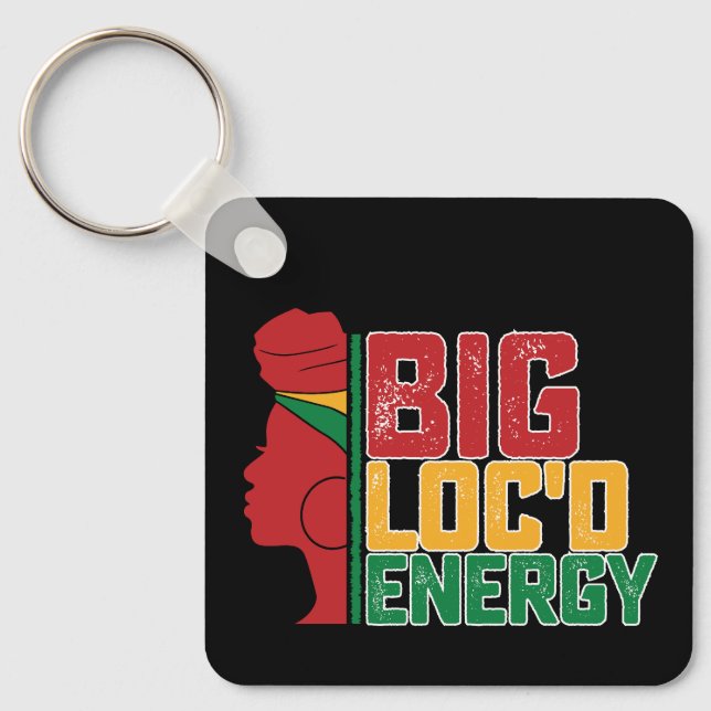 Juneteenth Big Loc'd Energy Black Freedom Key Ring (Front)