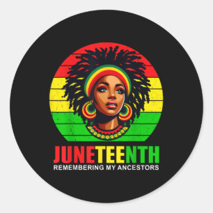 Juneteenth Black Girl Women Remember My Ancestors  Classic Round Sticker