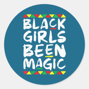Juneteenth black girls been magic melanin afro classic round sticker