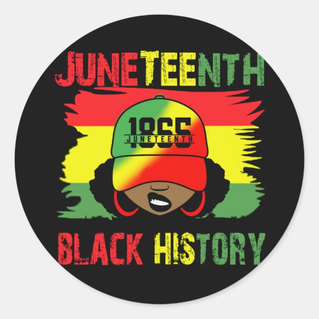 Juneteenth Black history Afro Girl Classic Round Sticker (Front)