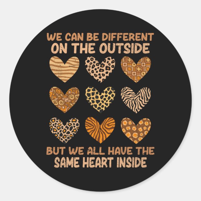 Juneteenth Black History Month Same Heart Inside W Classic Round Sticker (Front)