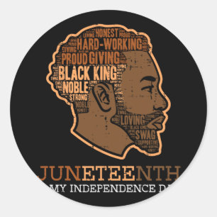 Juneteenth Black King Independence Day Melanin Dad Classic Round Sticker