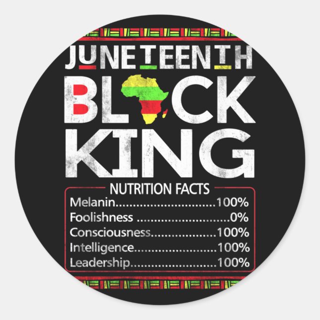 Juneteenth Black King Melanin Dad Fathers Day Classic Round Sticker (Front)