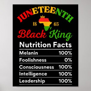 Juneteenth Black King Nutrition Facts Melanin Prid Poster