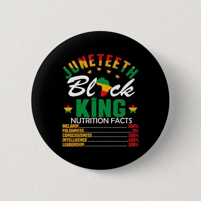 Juneteenth Black King Nutritional Fact Pride Afric 6 Cm Round Badge (Front)