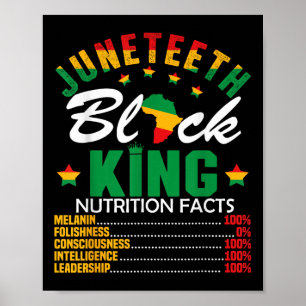 Juneteenth Black King Nutritional Fact Pride Afric Poster