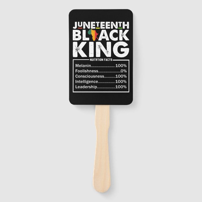 Juneteenth Black King Nutritional Facts Melanin  Hand Fan (Front)