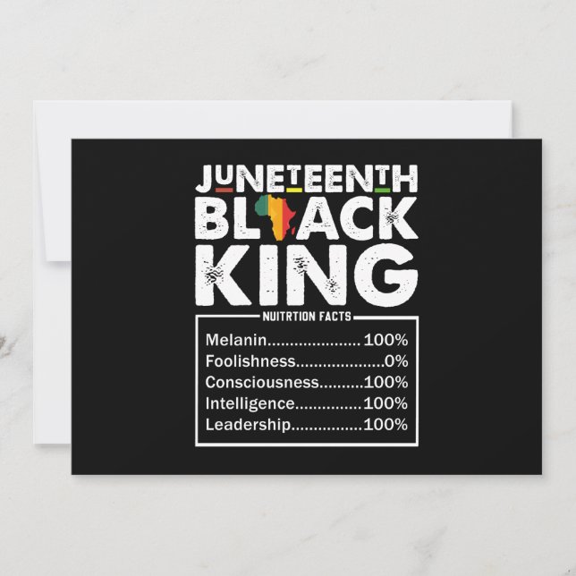 Juneteenth Black King Nutritional Facts Melanin  Invitation (Front)