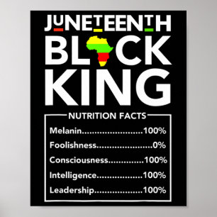 Juneteenth Black King Nutritional Facts Melanin Me Poster