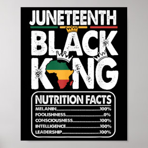 Juneteenth Black King Nutritional Facts Melanin Me Poster