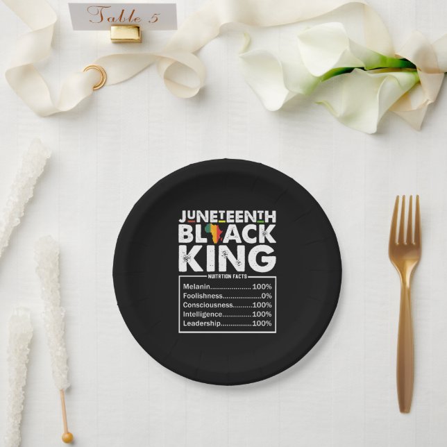 Juneteenth Black King Nutritional Facts Melanin  Paper Plate (Wedding)
